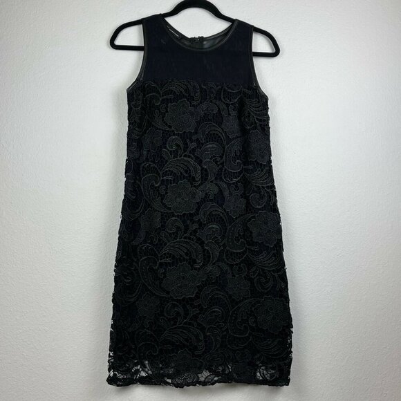 INC International Concepts Dress Womens Sz 4 Sheath Sheer Lace Sleeveless Black - Picture 1 of 7